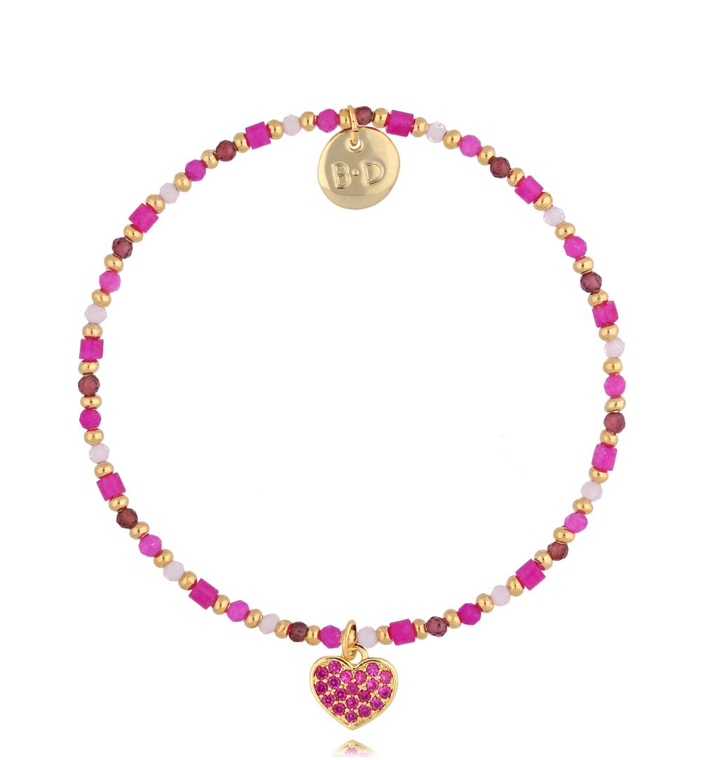 Bransoletka fuksjowa z sercem Fuchsia Heart BTW1450