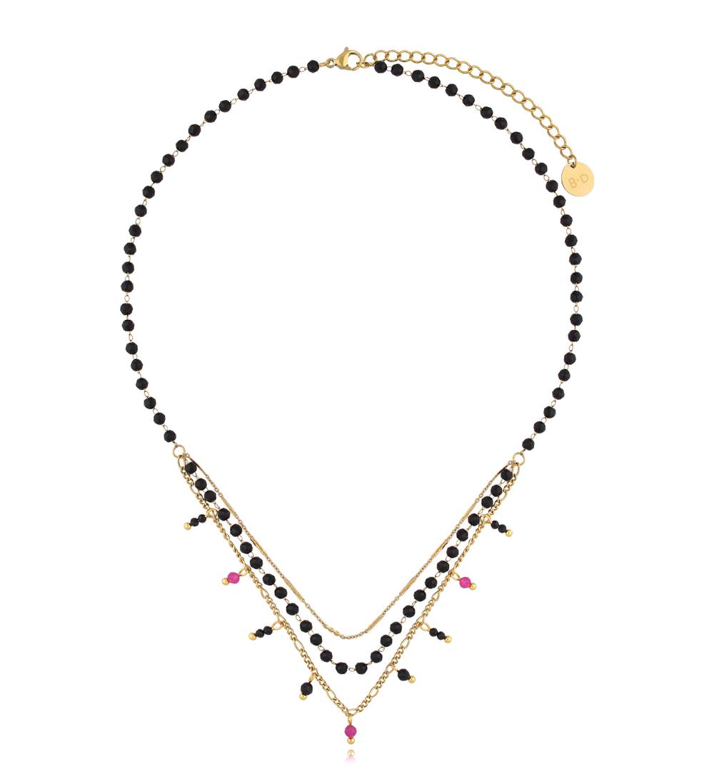 Naszyjnik czarno fuksjowy Breede NSY0144