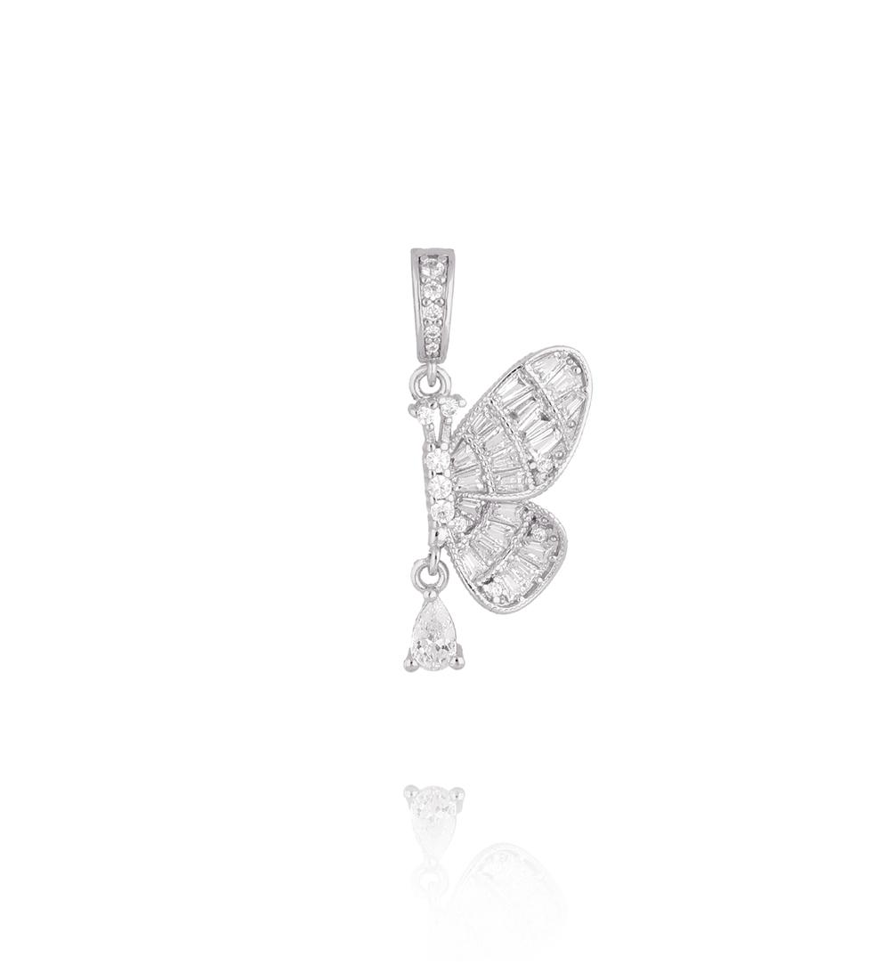 Charms srebrny motyl z kryształkami i wiszącą łezką CHSS0007