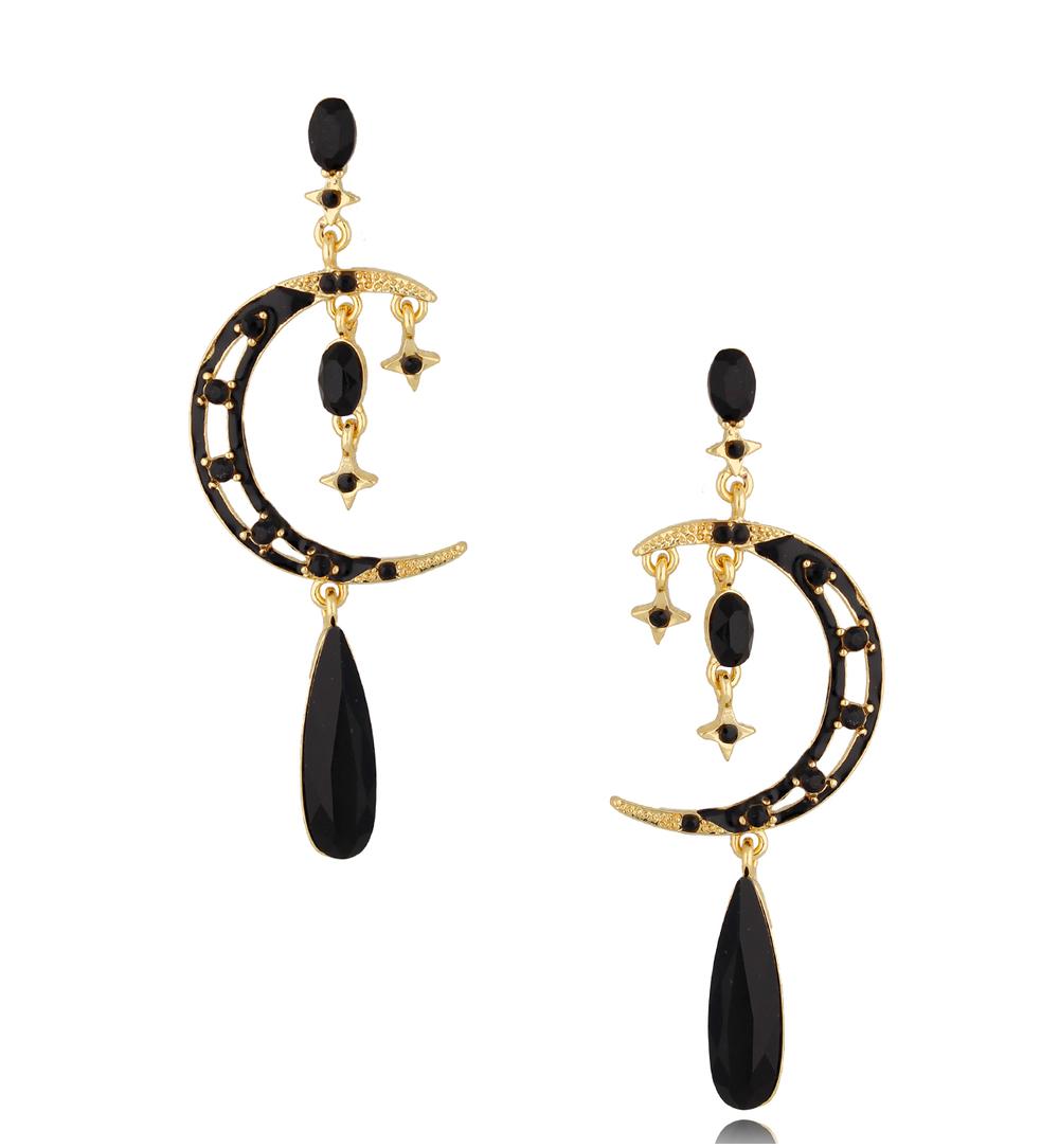 Kolczyki księżyce czarne KRG0693