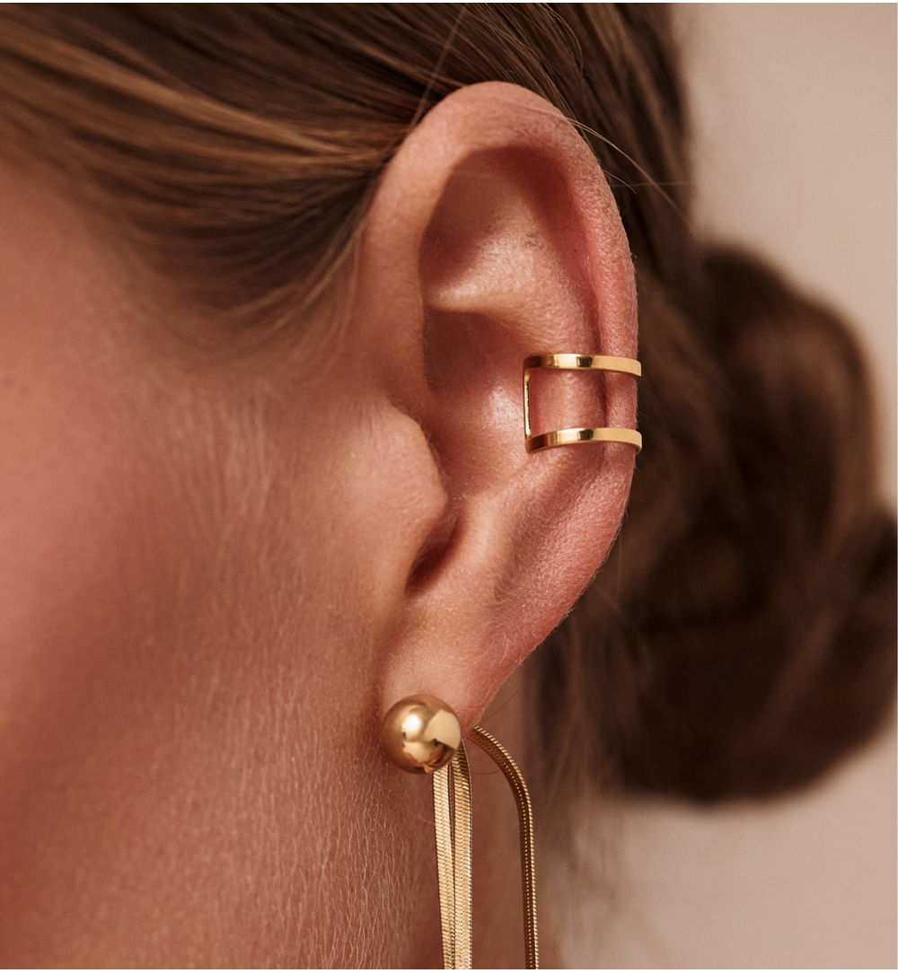 Nausznice złote podwójne KSY0457