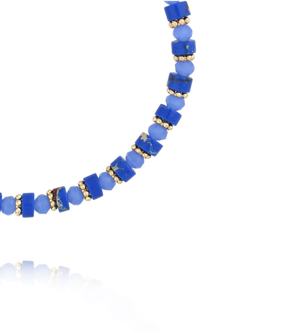 Bransoletka z niebieskiego jaspisu cesarskiego i szklanych koralików BTW3627