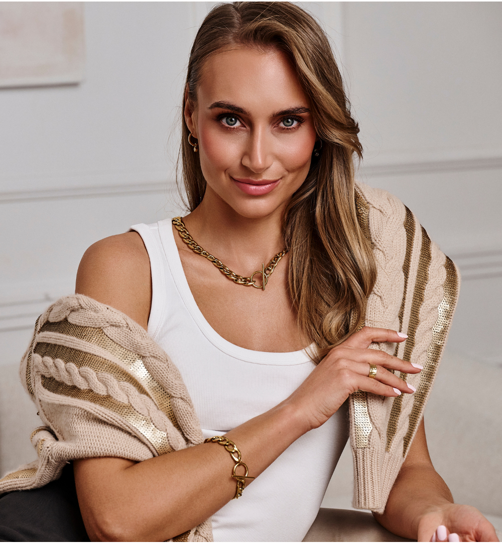 Naszyjnik typu curb w kolorze złotym NSY0587