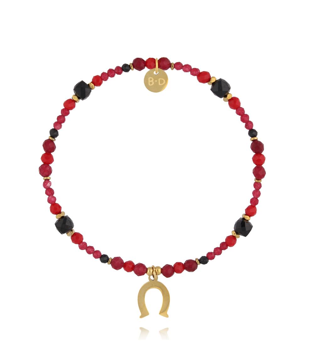 Bransoletka z jadeitami i turmalinami i zawieszką podkowy BTW3531