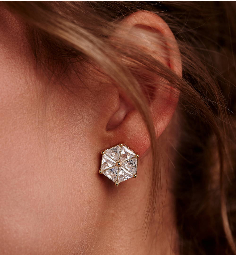 Kolczyki sztyfty z dużą cyrkonią w złotej oprawie KSS2229