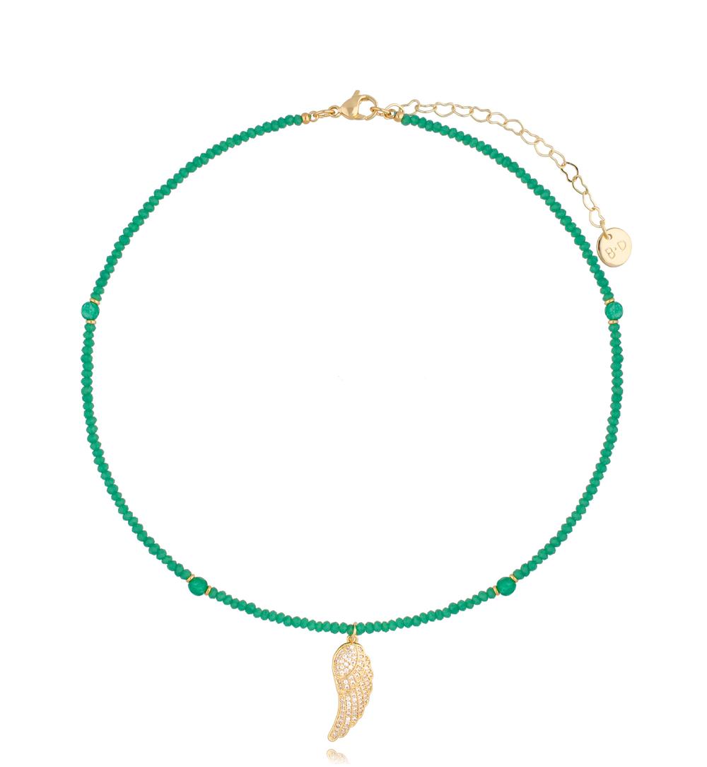 Naszyjnik zielony ze skrzydełkiem Angel Wings NTW0890