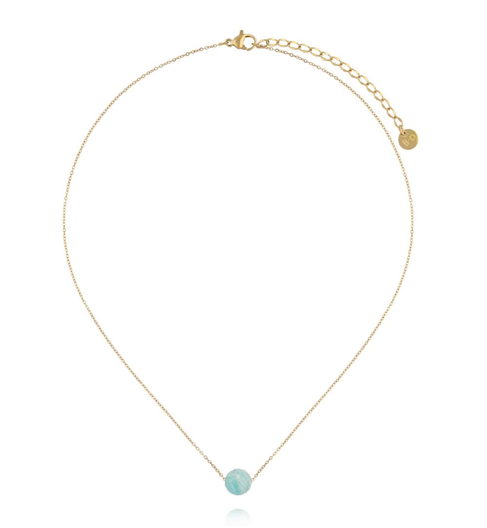 Naszyjnik z amazonitem na delikatnym złotym łańcuszku NLB0380