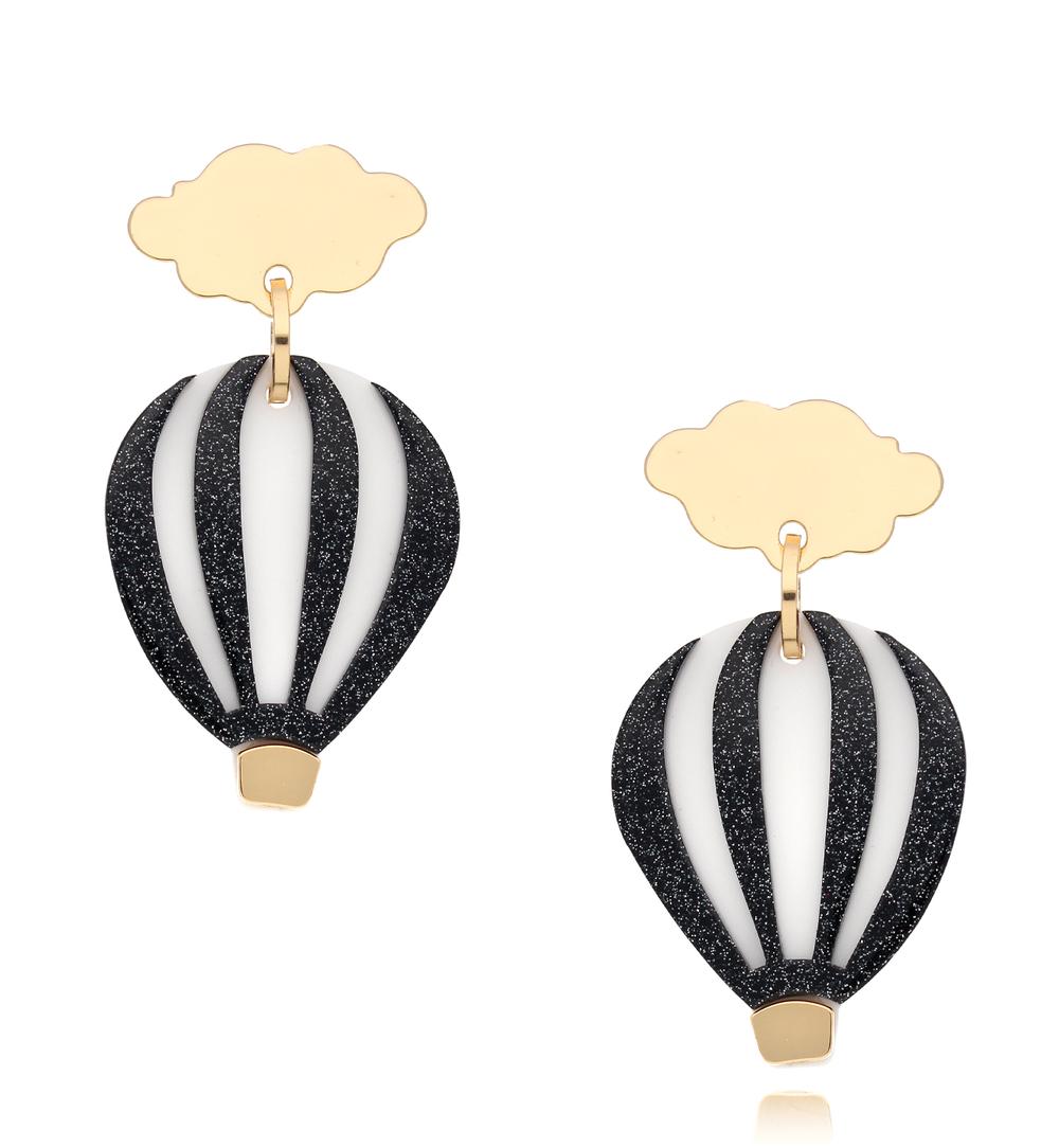 Kolczyki z czarnymi balonami Travel Lover KZA0118