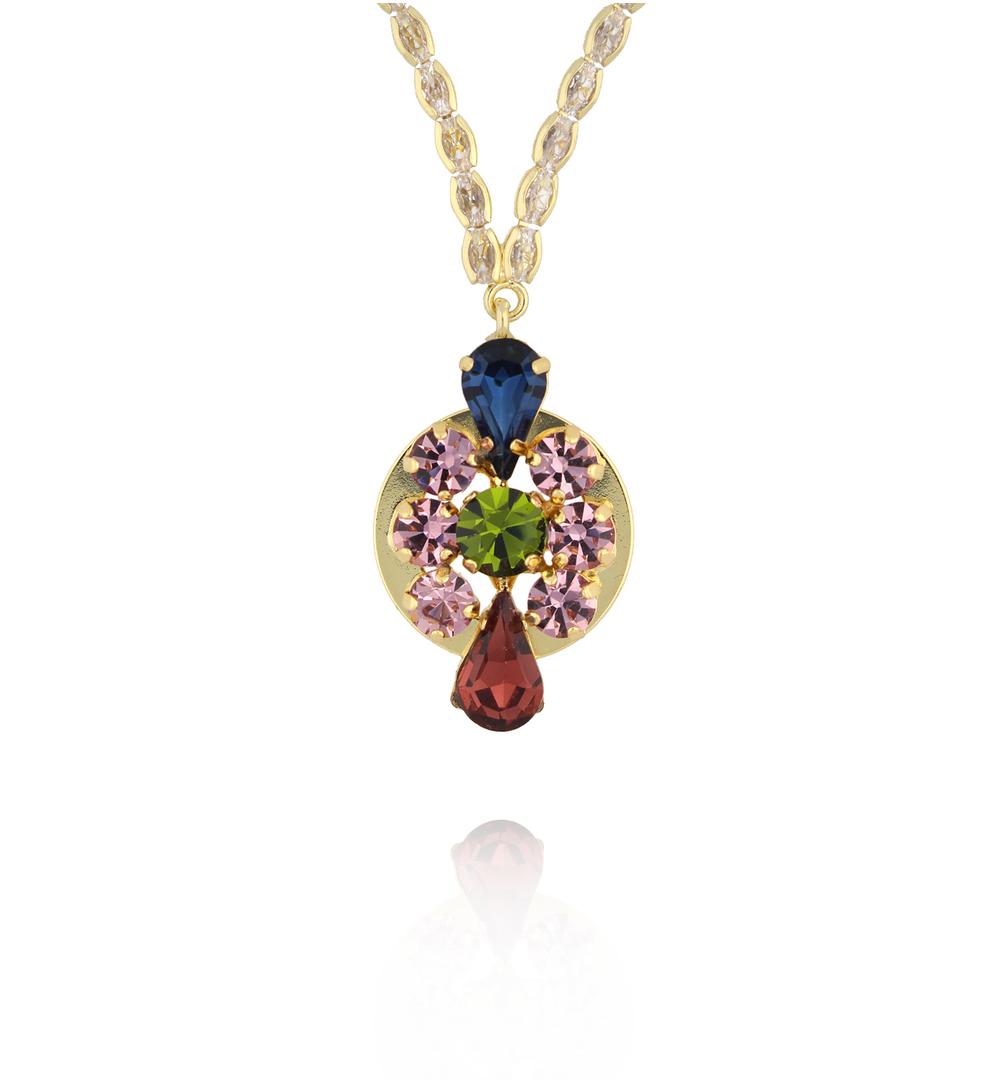 Naszyjnik z kolorową zawieszką z kryształkami NS0400