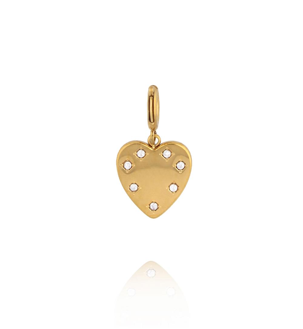 Charms złote serce z cyrkoniami CHA0099