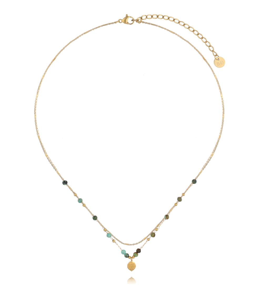 Naszyjnik z kamieniami turkusu afrykańskiego i zawieszką NEA0110