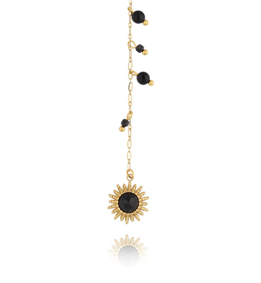 Naszyjnik złoty z czarnymi kryształkami Black Treasure NSY0060