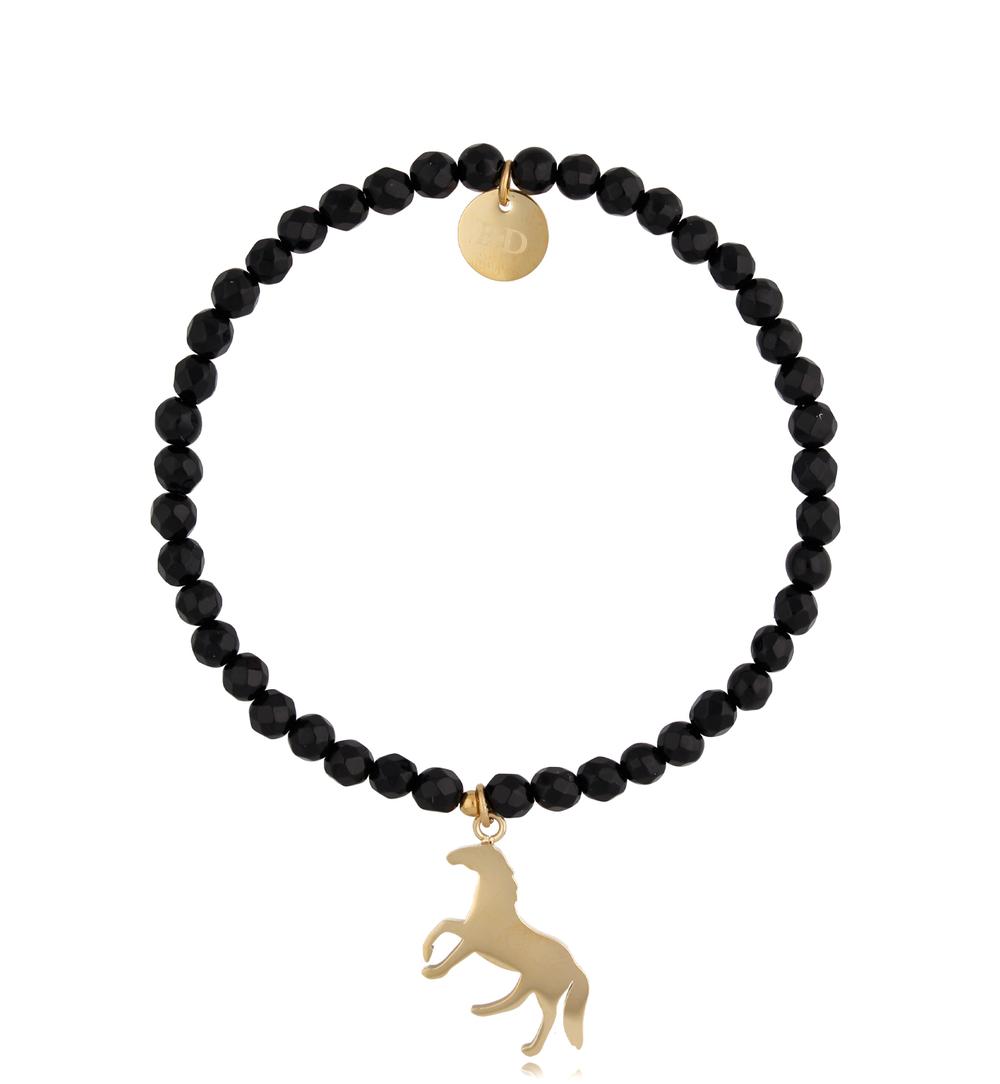 Bransoletka czarna z koniem Serene BSC1051