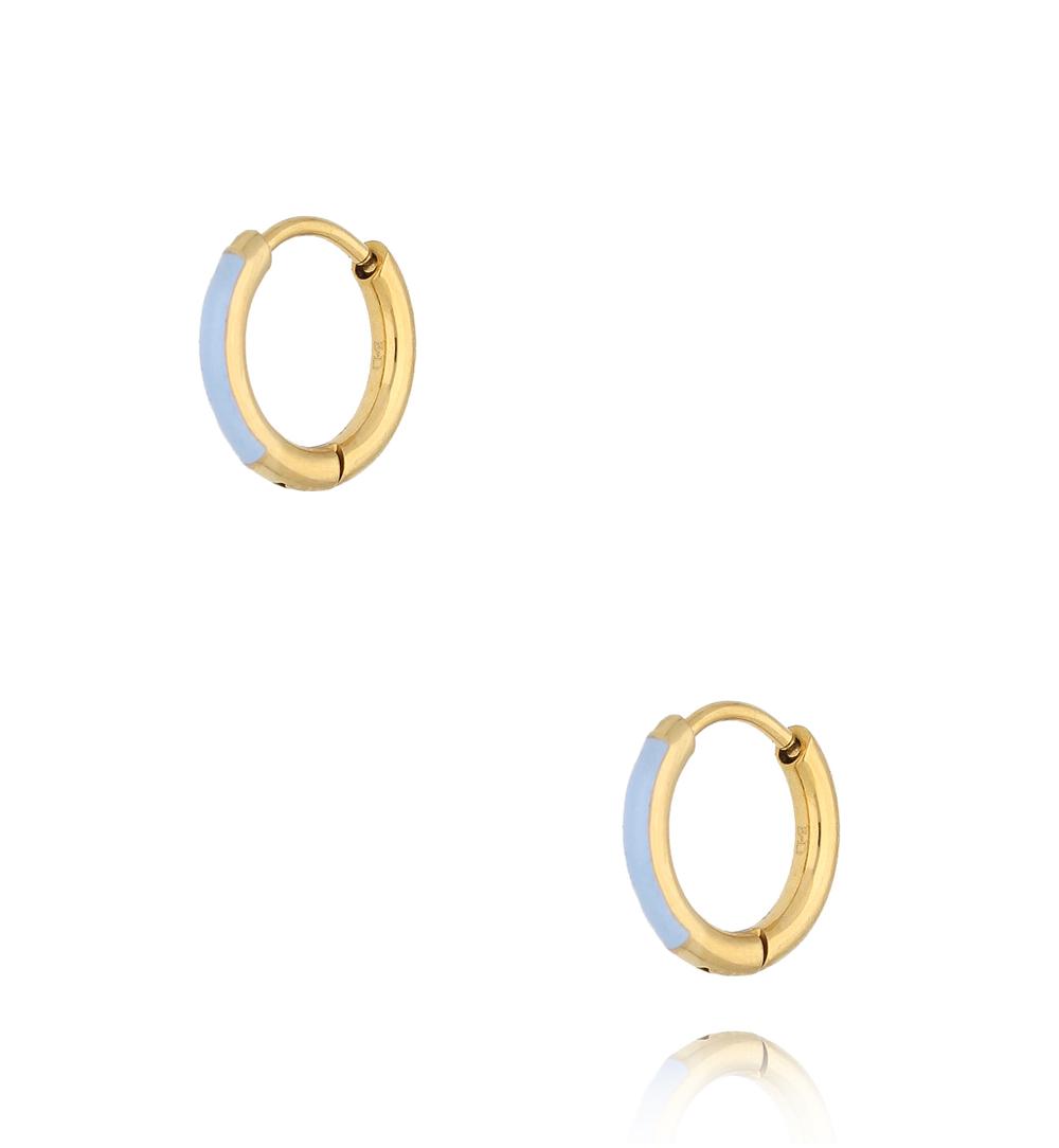 Kolczyki złote koła z niebieską emalią Enamel Small Hoops KSA1729