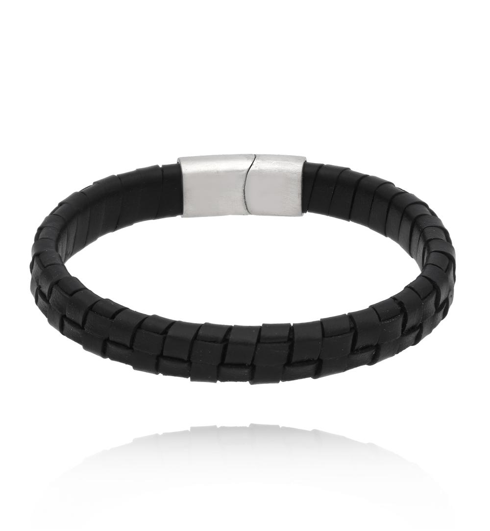 Zestaw męskich bransoletek z czarnej skóry ZN0102