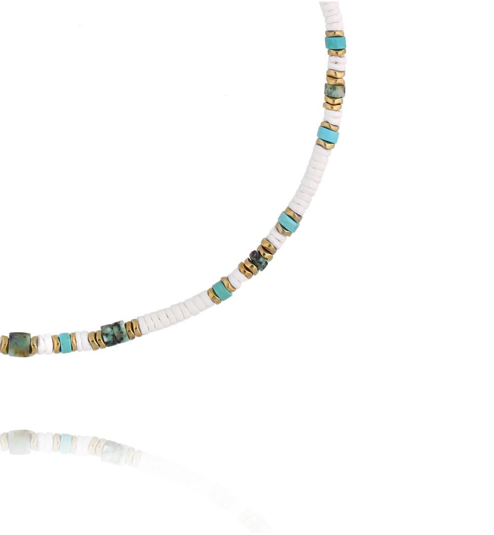 Naszyjnik z turkusu, afrykańskiego turkusu i muszli NPA1475