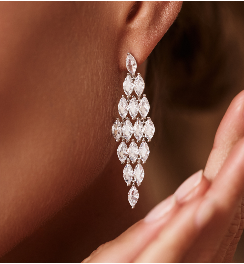 Kolczyki z kryształkami srebrne długie KSS2045