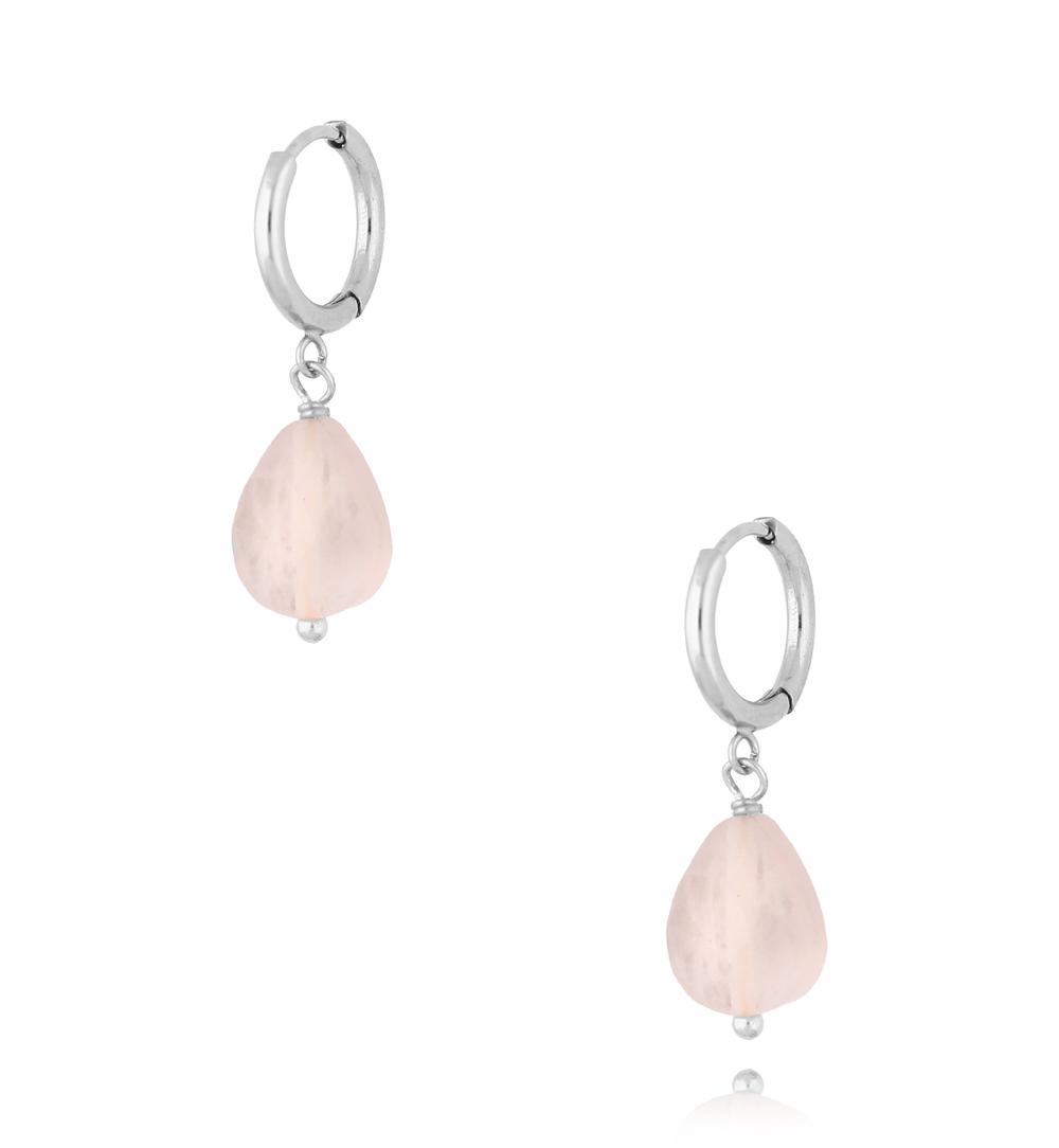 Kolczyki srebrne z kwarcami różowymi KPA0214