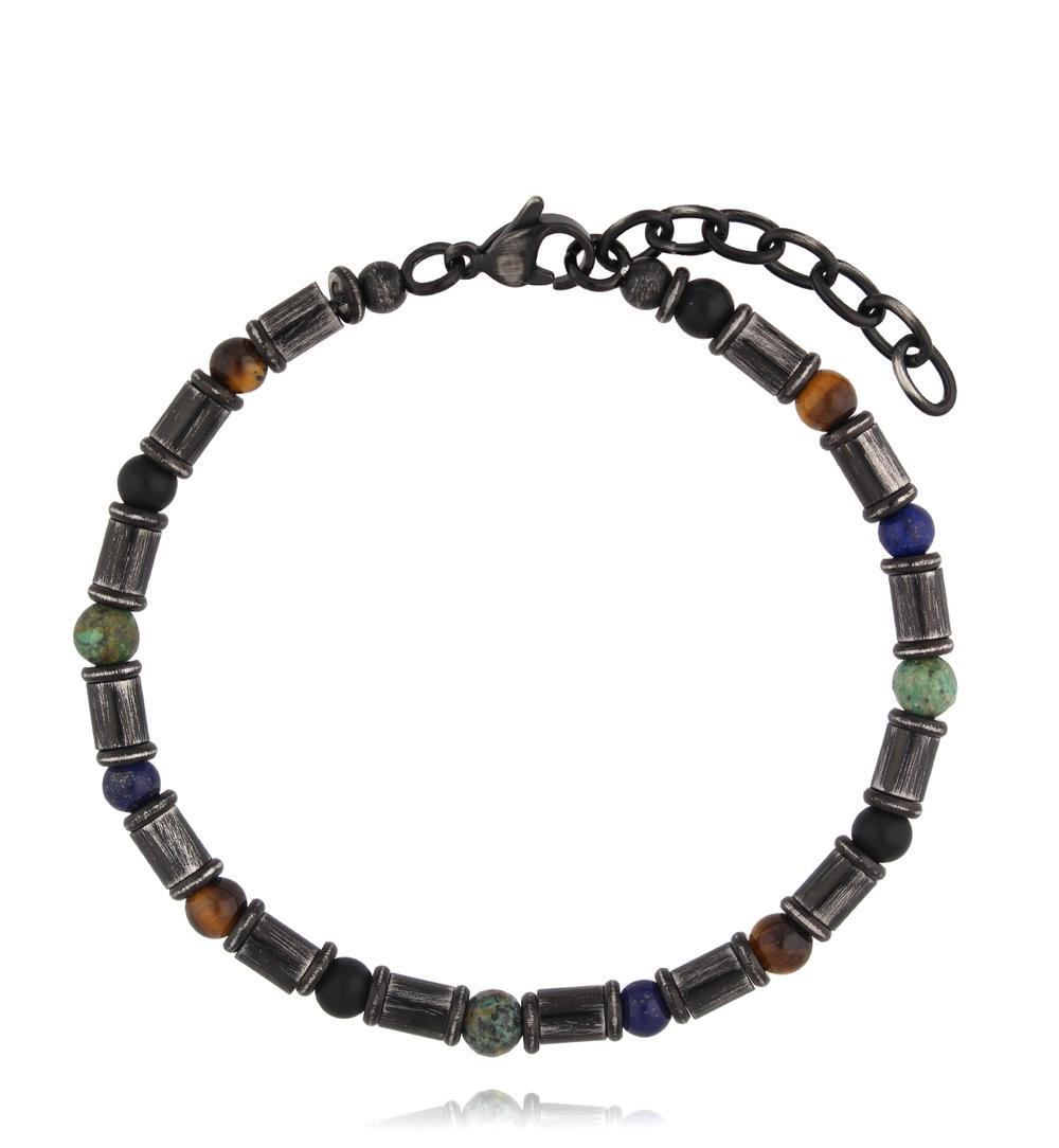 Zestaw męskich bransoletek z kamieni naturalnych i łańcuszka ZN0103