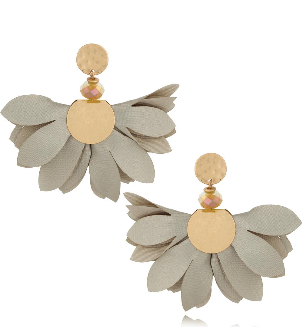 Kolczyki satynowe kwiaty szaro zielone May KBL1246