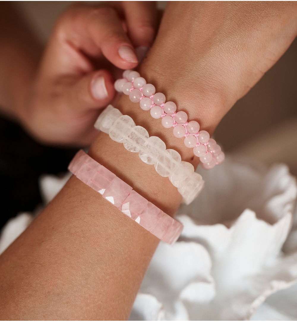Zestaw różowych bransoletek z naturalnych kamieni ZN0040