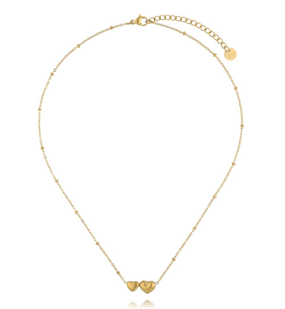 Naszyjnik z podwójnym sercem w kolorze złota NSY0915