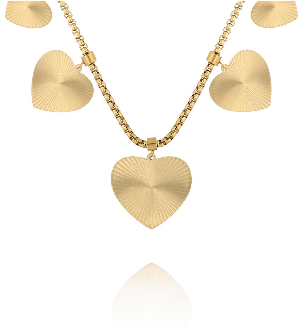 Naszyjnik z sercami złoty NEA0038