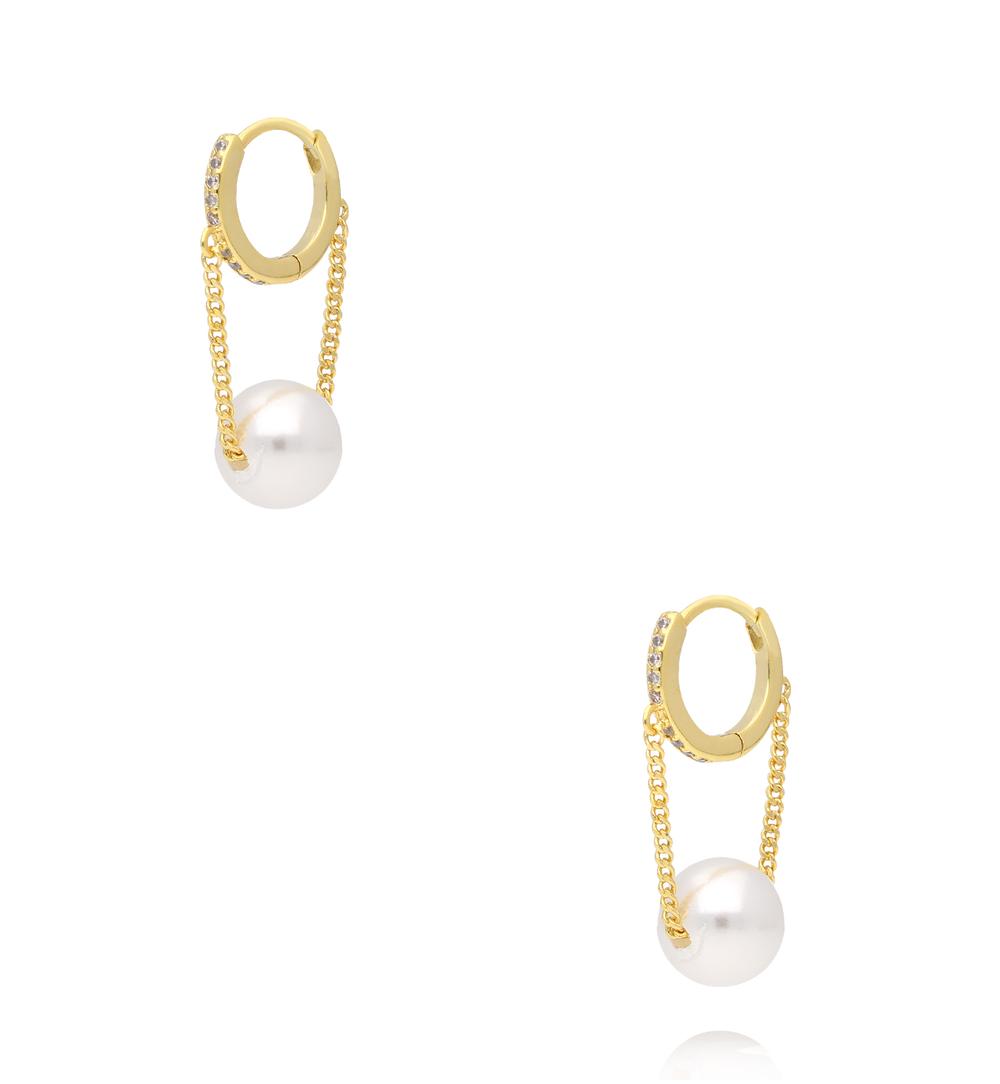 Kolczyki koła z łańcuszkiem i perłą KPE0210