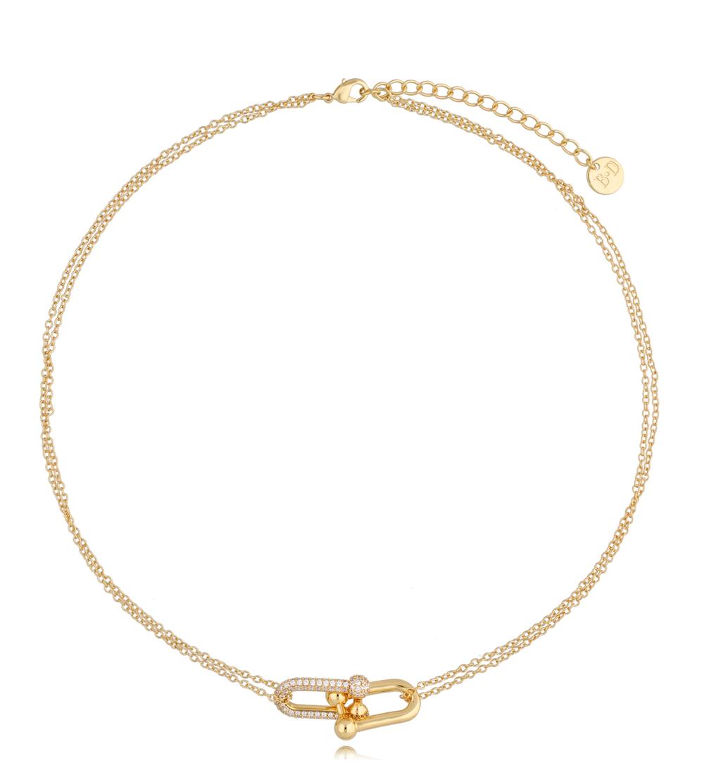 Naszyjnik złoty z łańcuszkami Handcuffs NRG0480