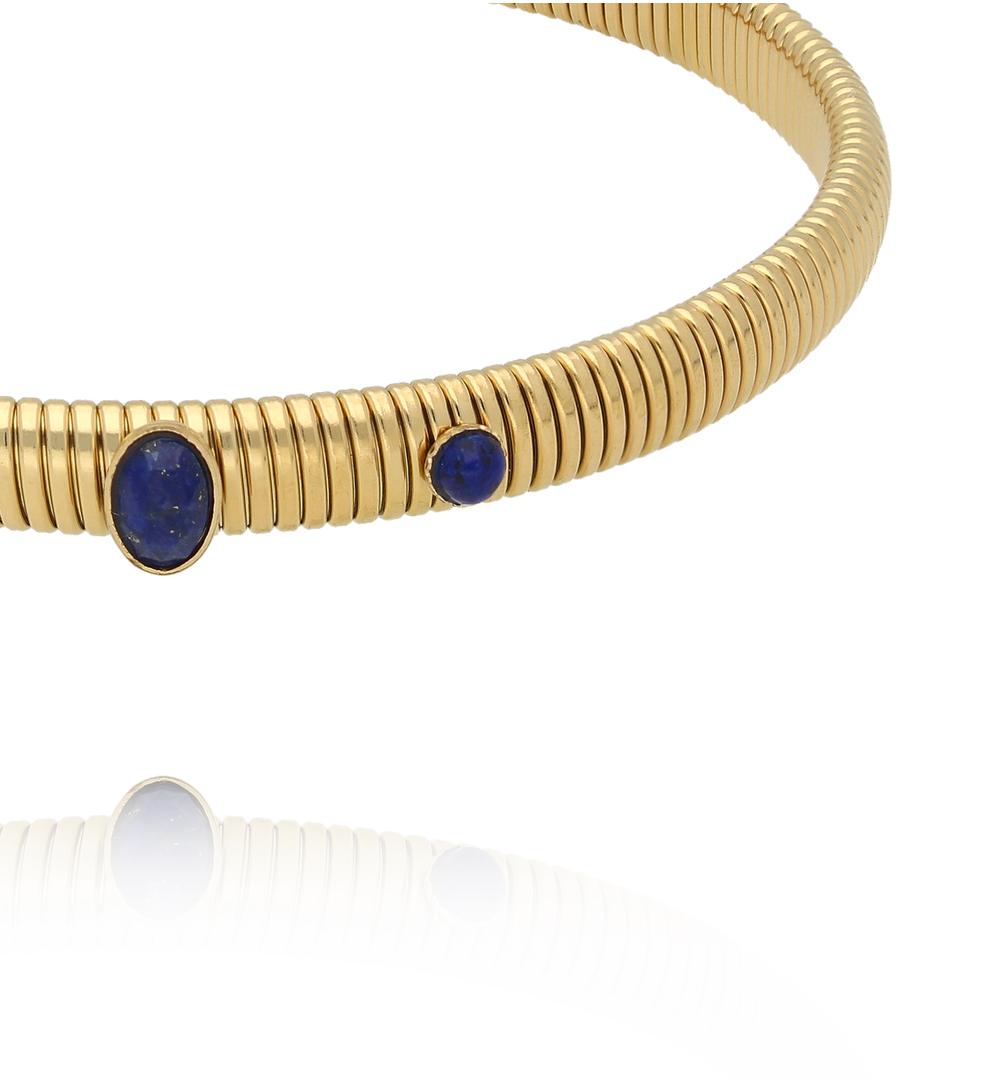 Zestaw złotych bransoletek z lapisem lazuli Z0554