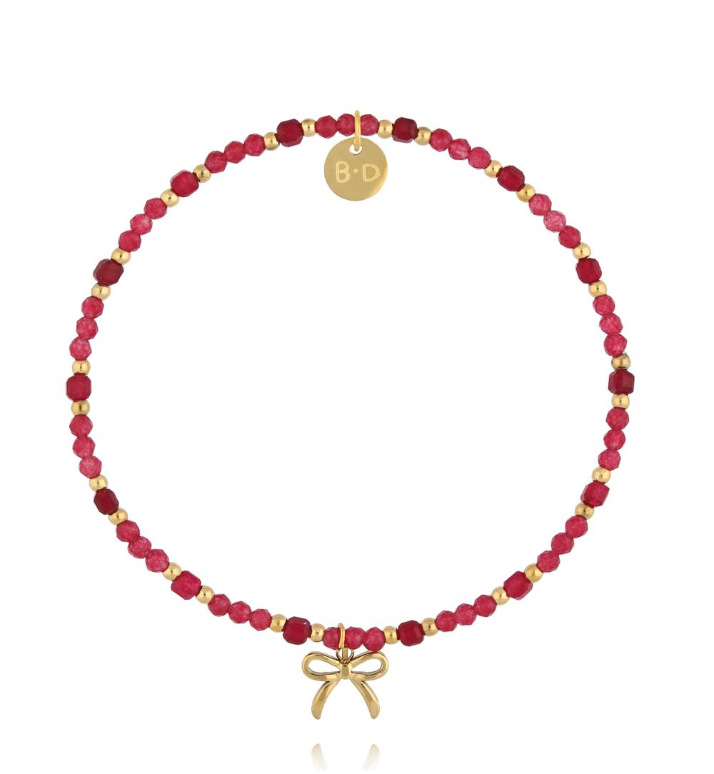 Bransoletka z jadeitu i zawieszką kokardki BTW3526