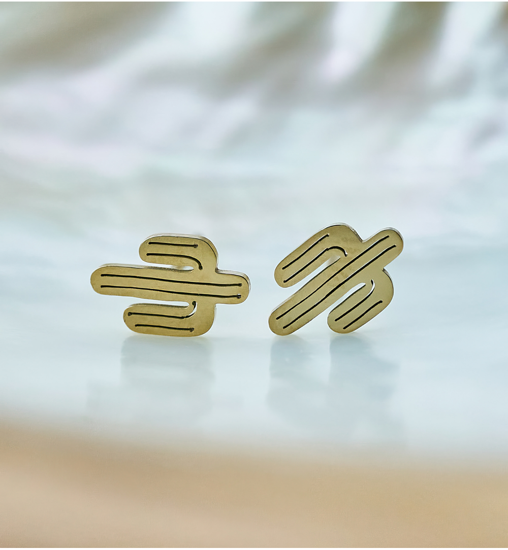 Kolczyki z kaktusami złote Mini KSA1233