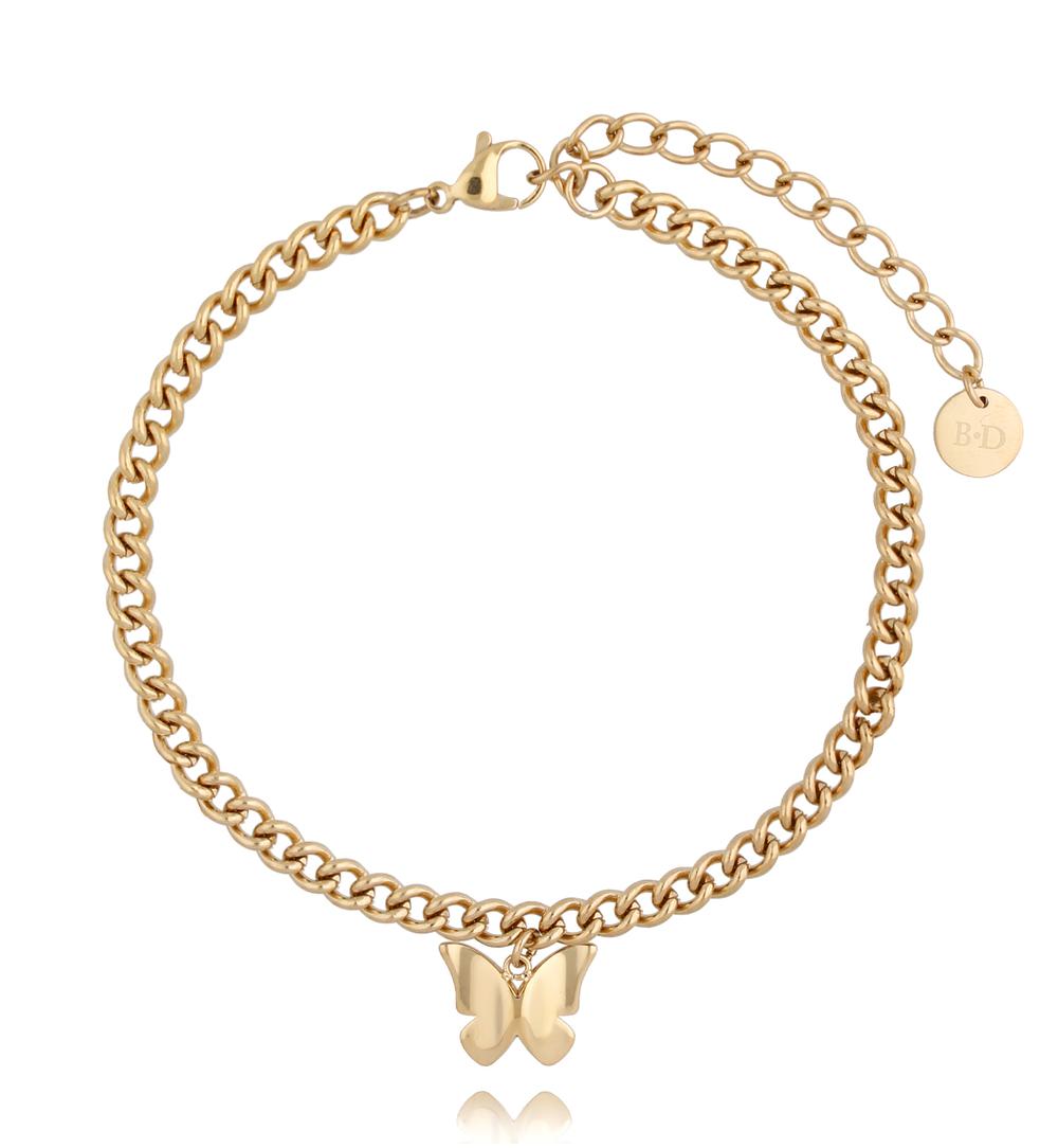 Bransoletka pozłacana na nogę ze stali szlachetnej BNSA0014