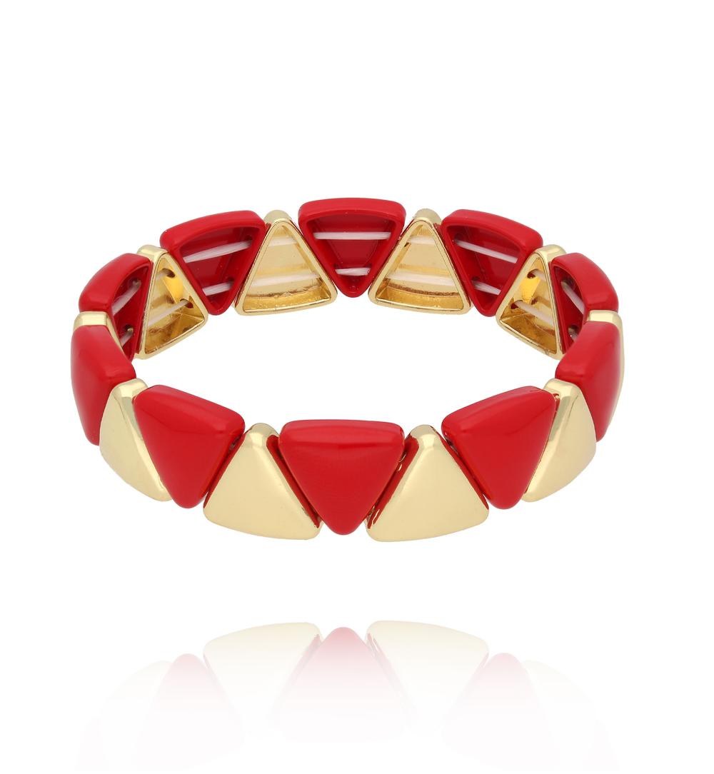 Bransoletka czerwono-złota z trójkątnych ogniw BCR0036