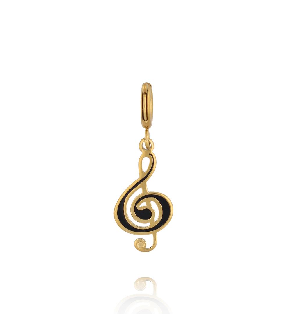 Charms klucz wiolinowy z czarną emalią  CHA0277