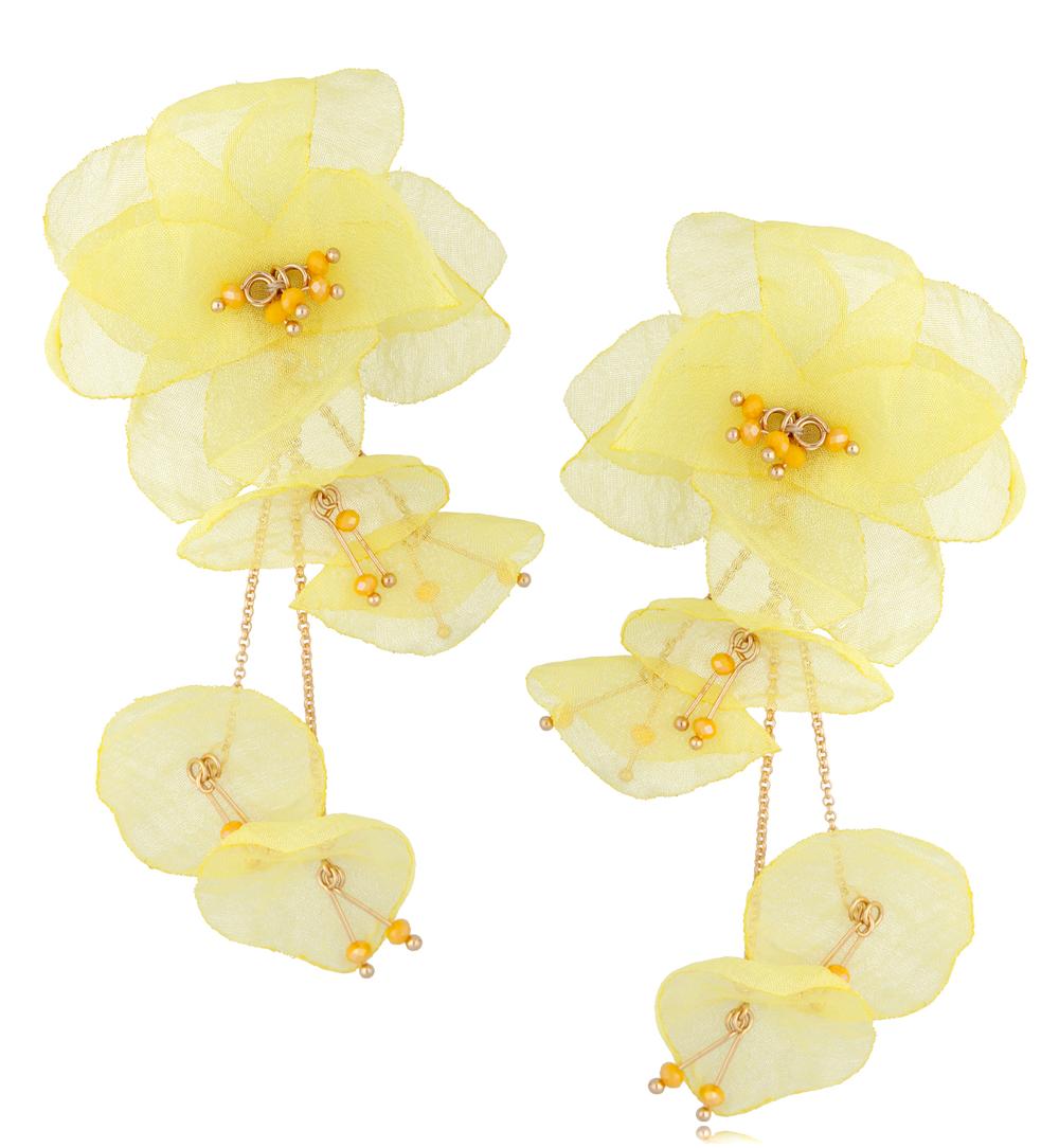 Kolczyki z szyfonu kwiaty żółte Aura KBL1292