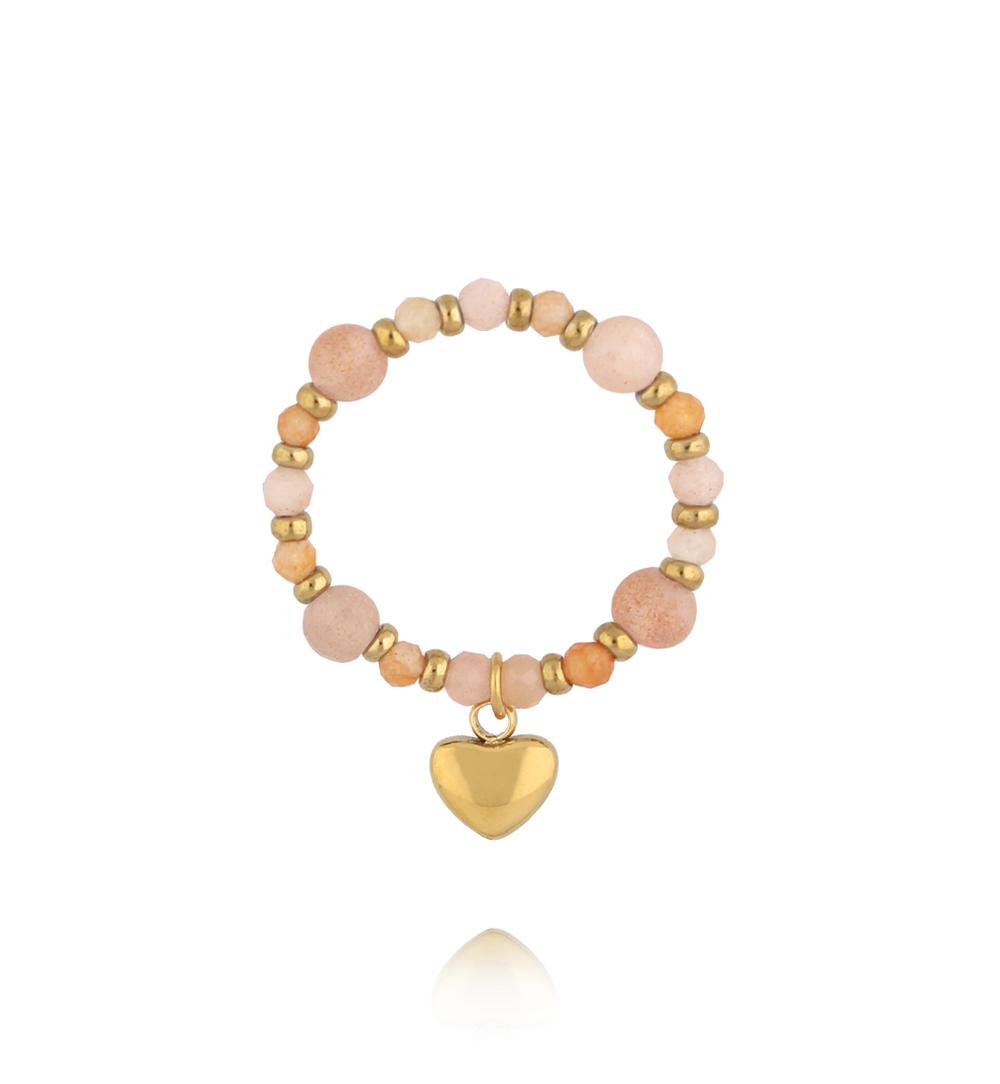 Pierścionek elastyczny z kamieniami słonecznymi PTW0657