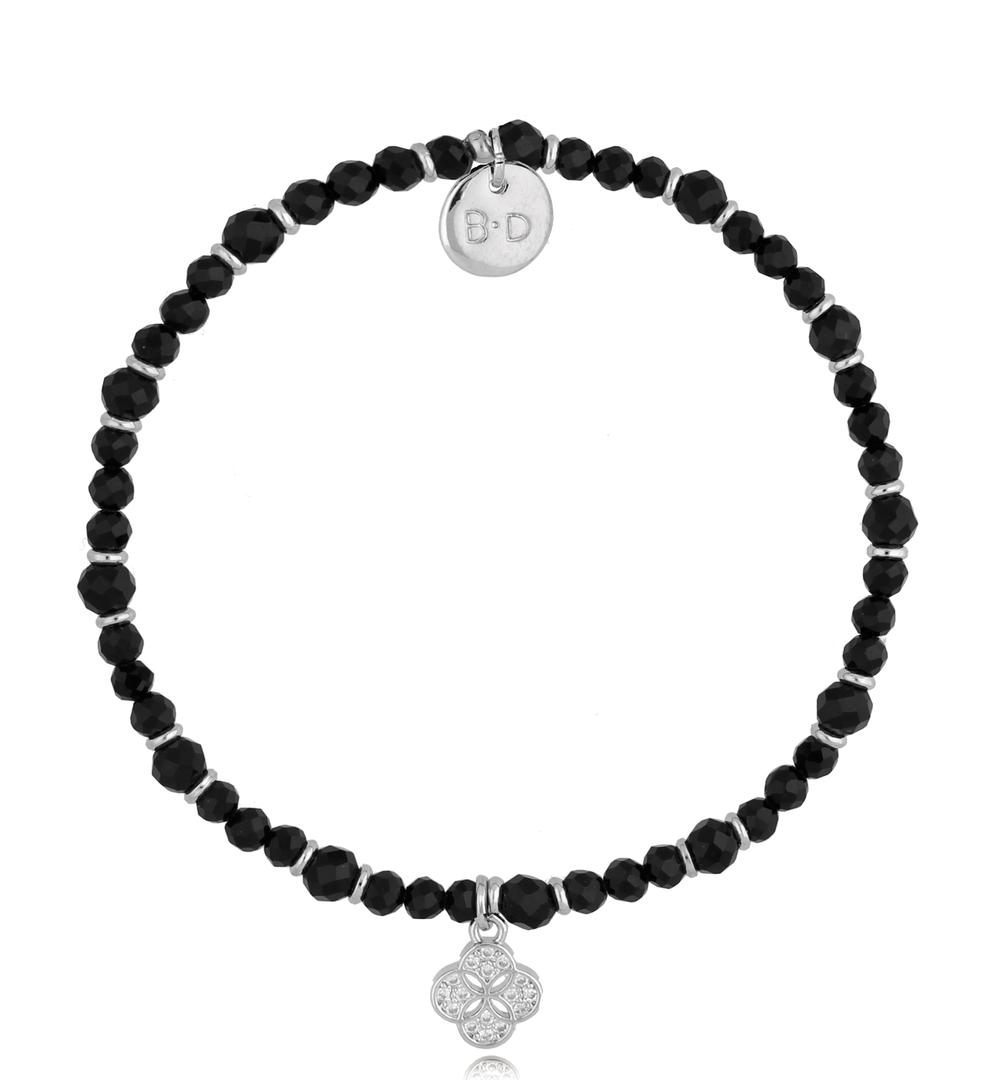 Bransoletka z czarnymi turmalinami i zawieszką Sundial BTW1756