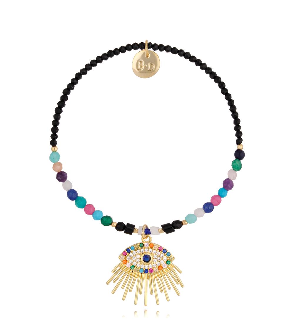 Bransoletka czarna z kolorową zawieszką Alvor BTW1345