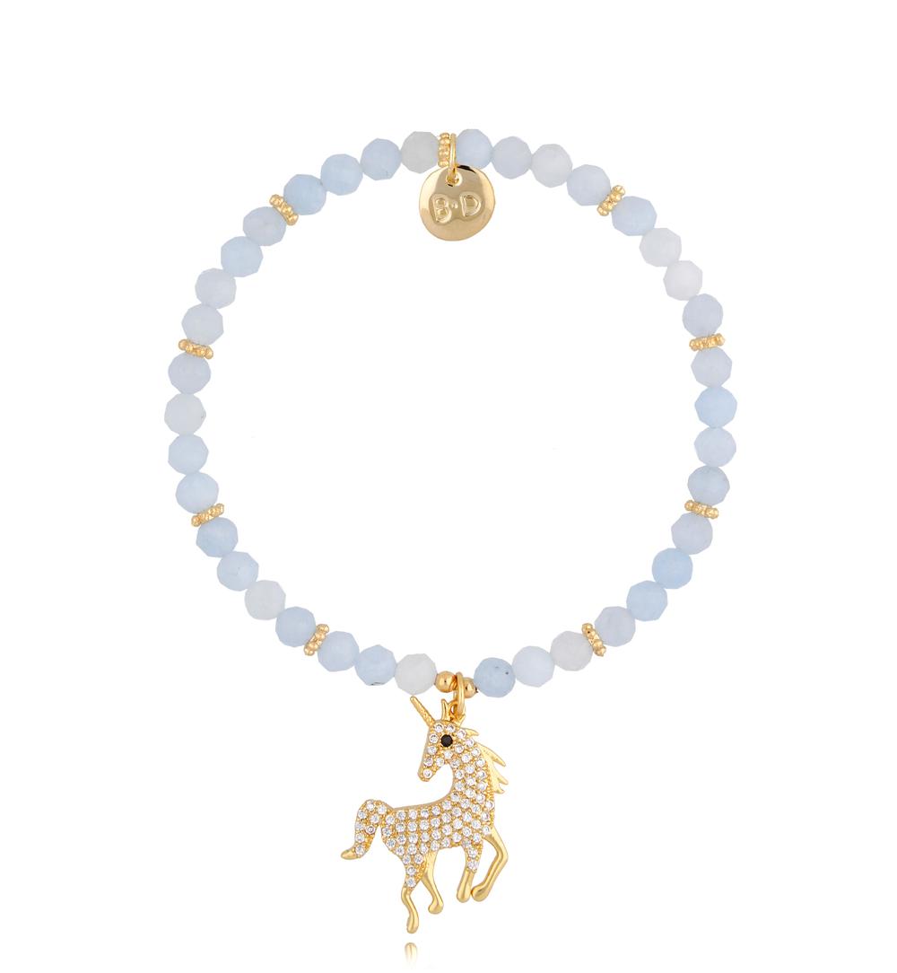 Bransoletka z akwamarynami i jednorożcem Magic Unicorn BTW1324