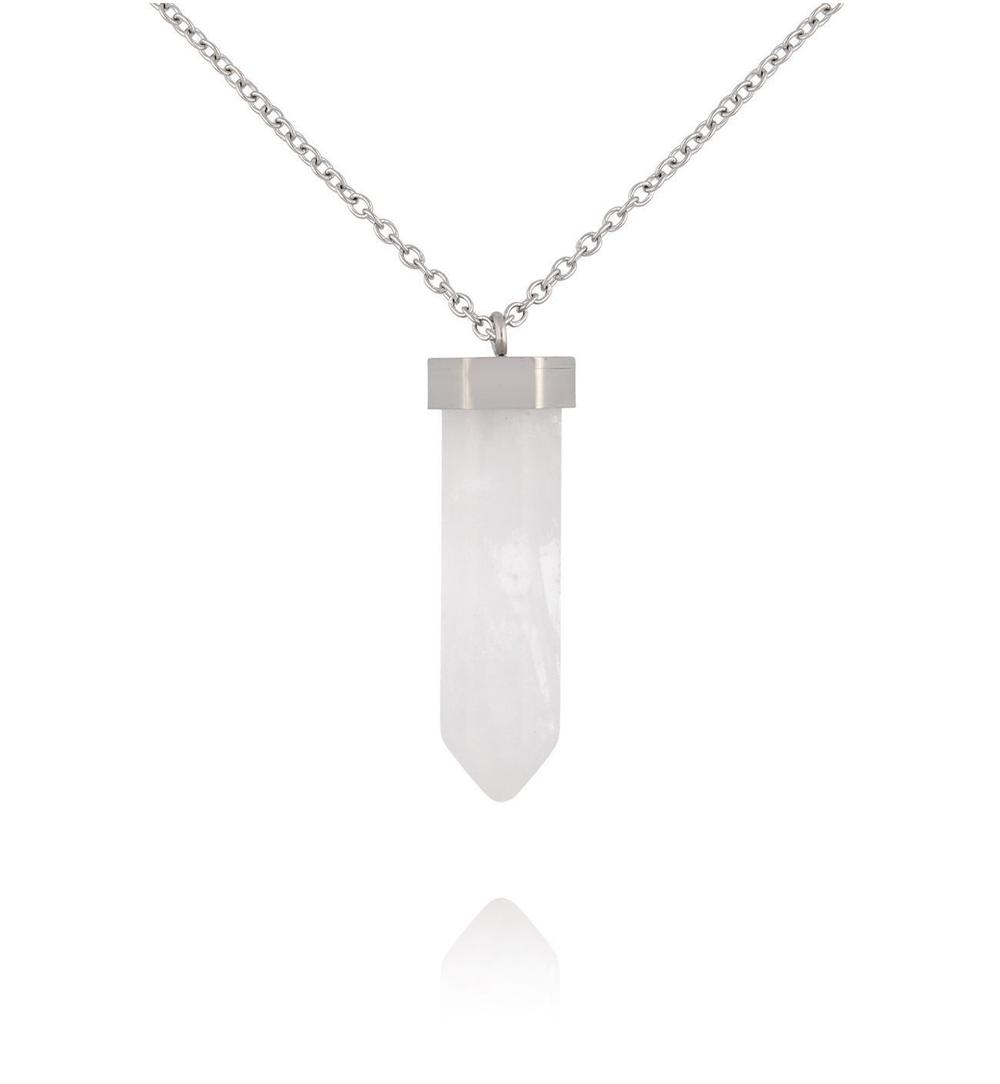 Naszyjnik z kwarcem na srebrnym łańcuszku NLB0375