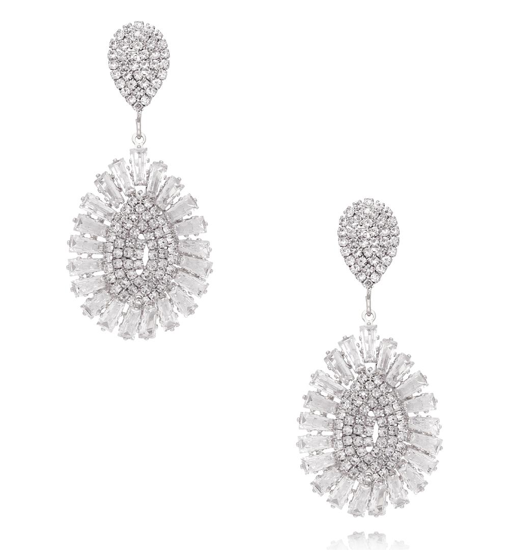 Kolczyki wiszące z kryształkami srebrne KLU0201