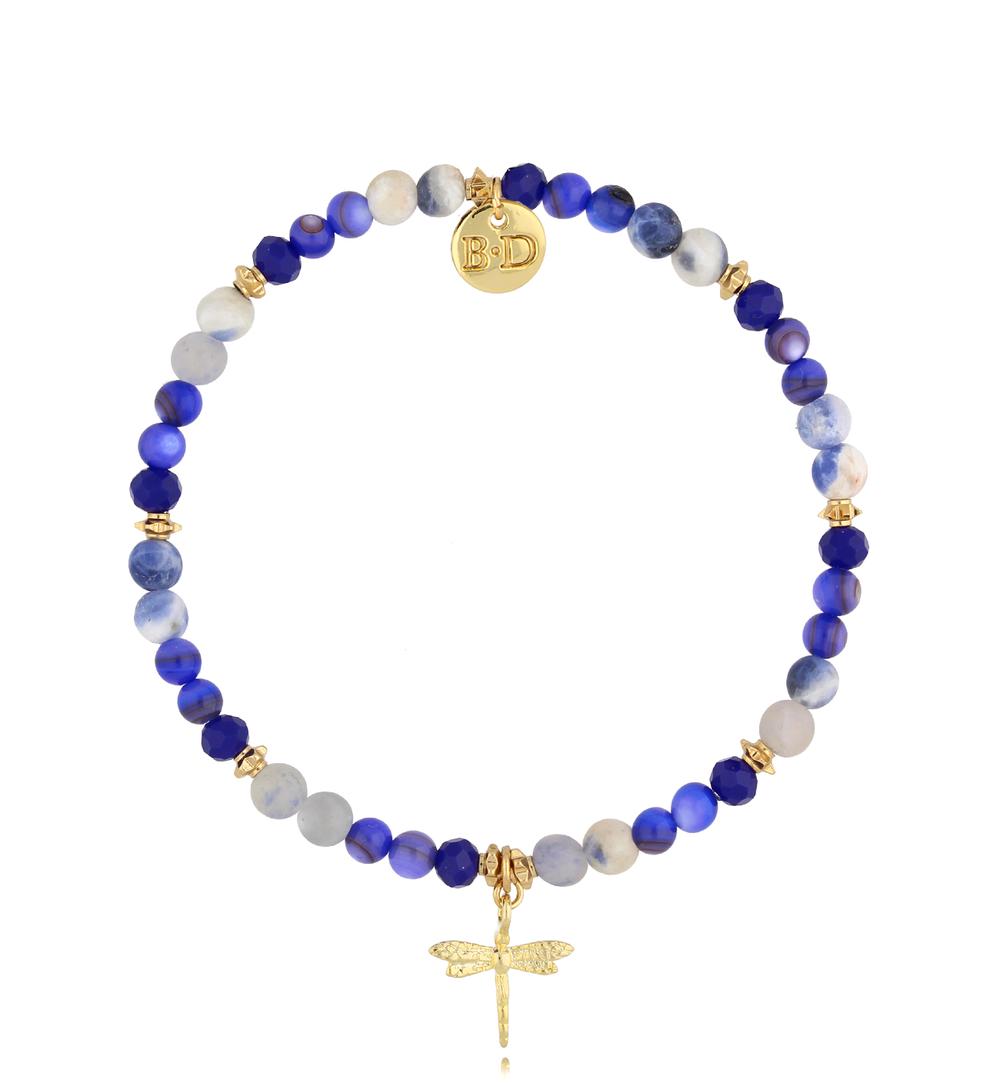 Bransoletka granatowa z ważką i sodalitami Blue Draginfly BSC1408