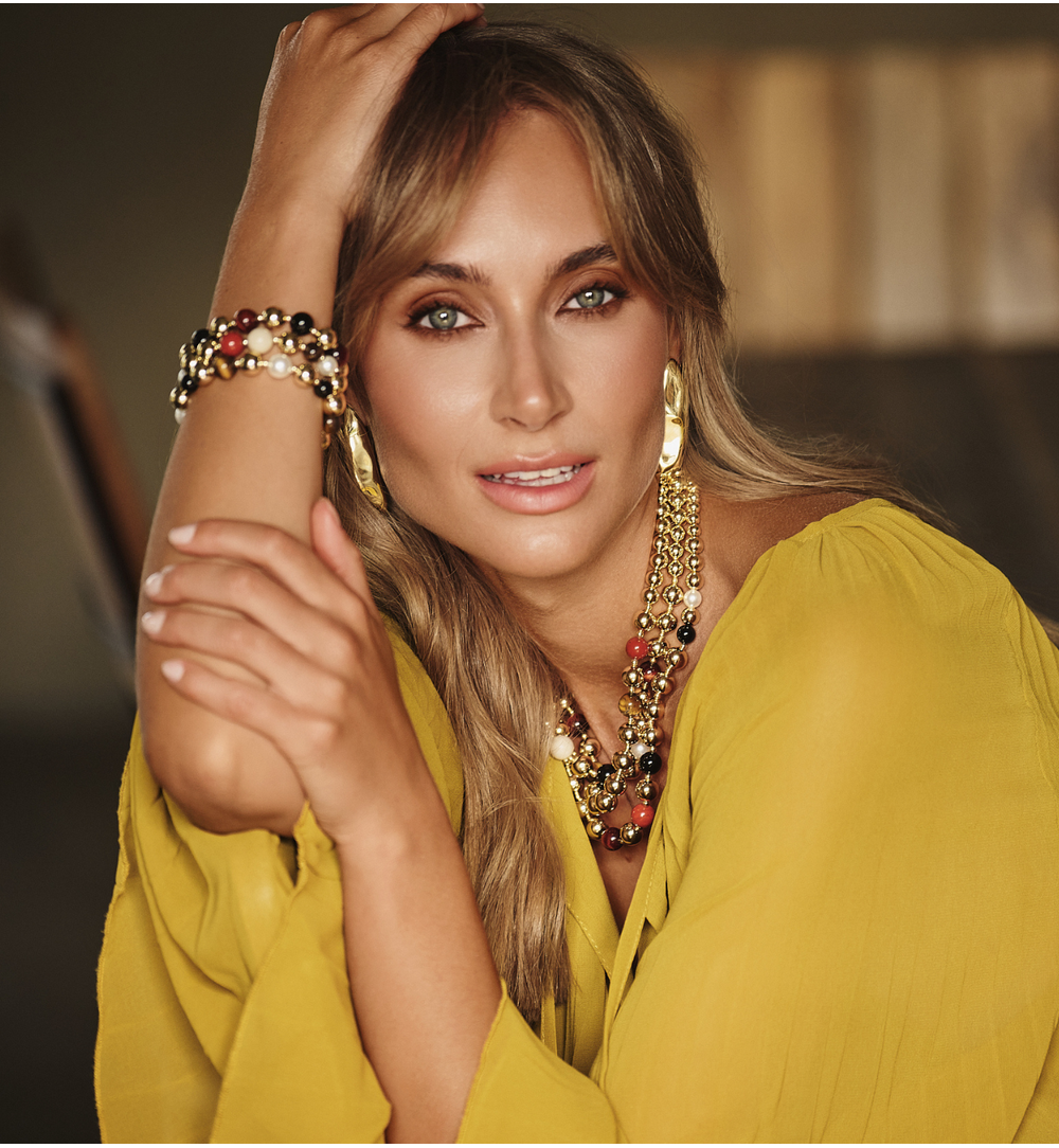 Zestaw biżuterii z brązowych i złotych elementów ZN0015