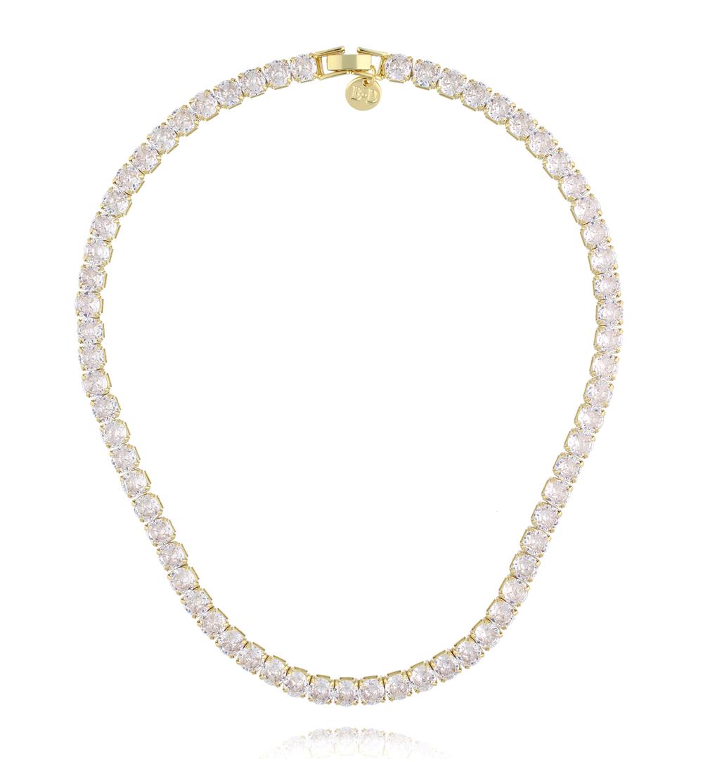 Naszyjnik typu tennis z kryształkami w złotej oprawie NS0430