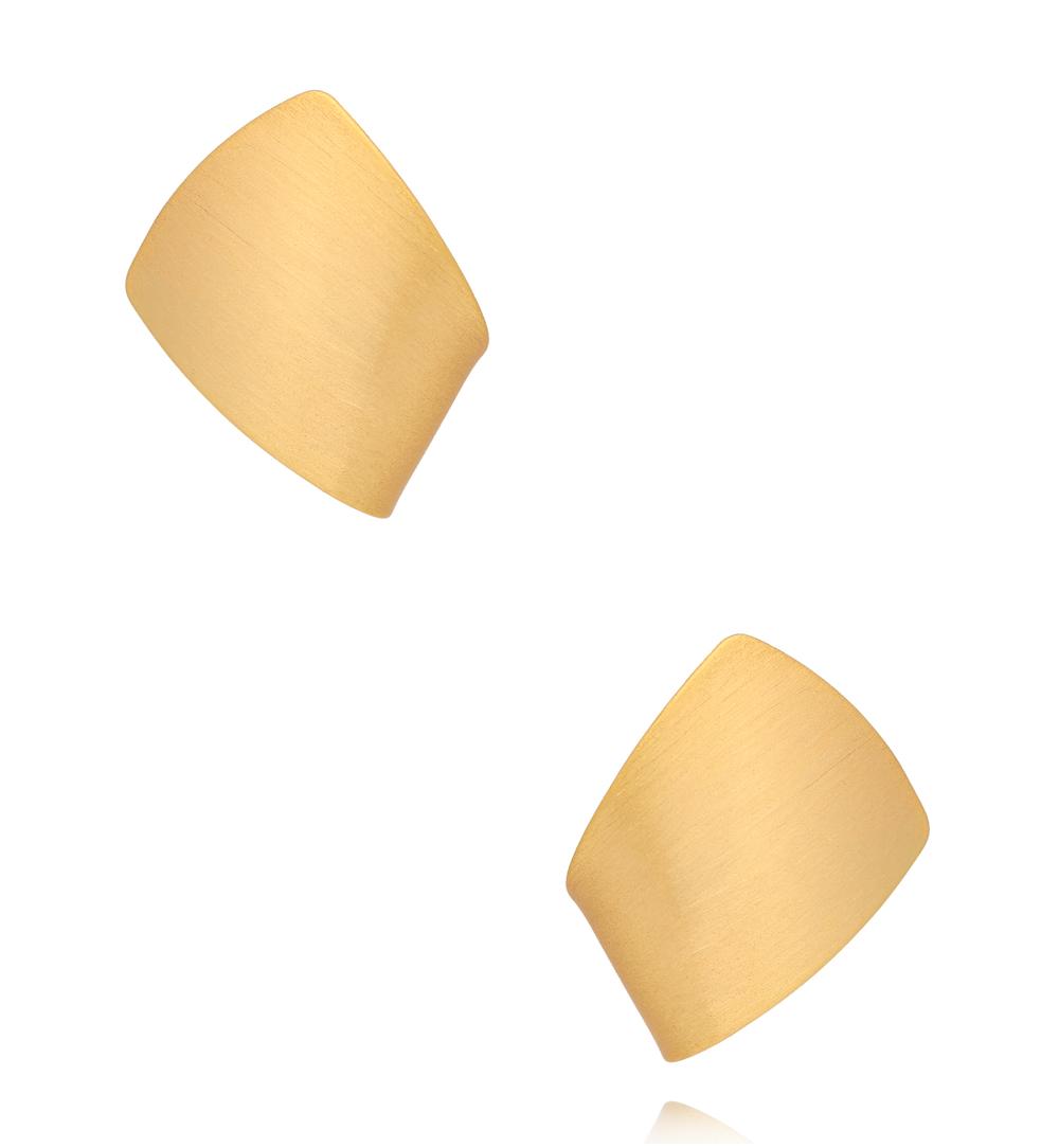 Kolczyki geometryczne, satynowo złote- duże  KRG1109