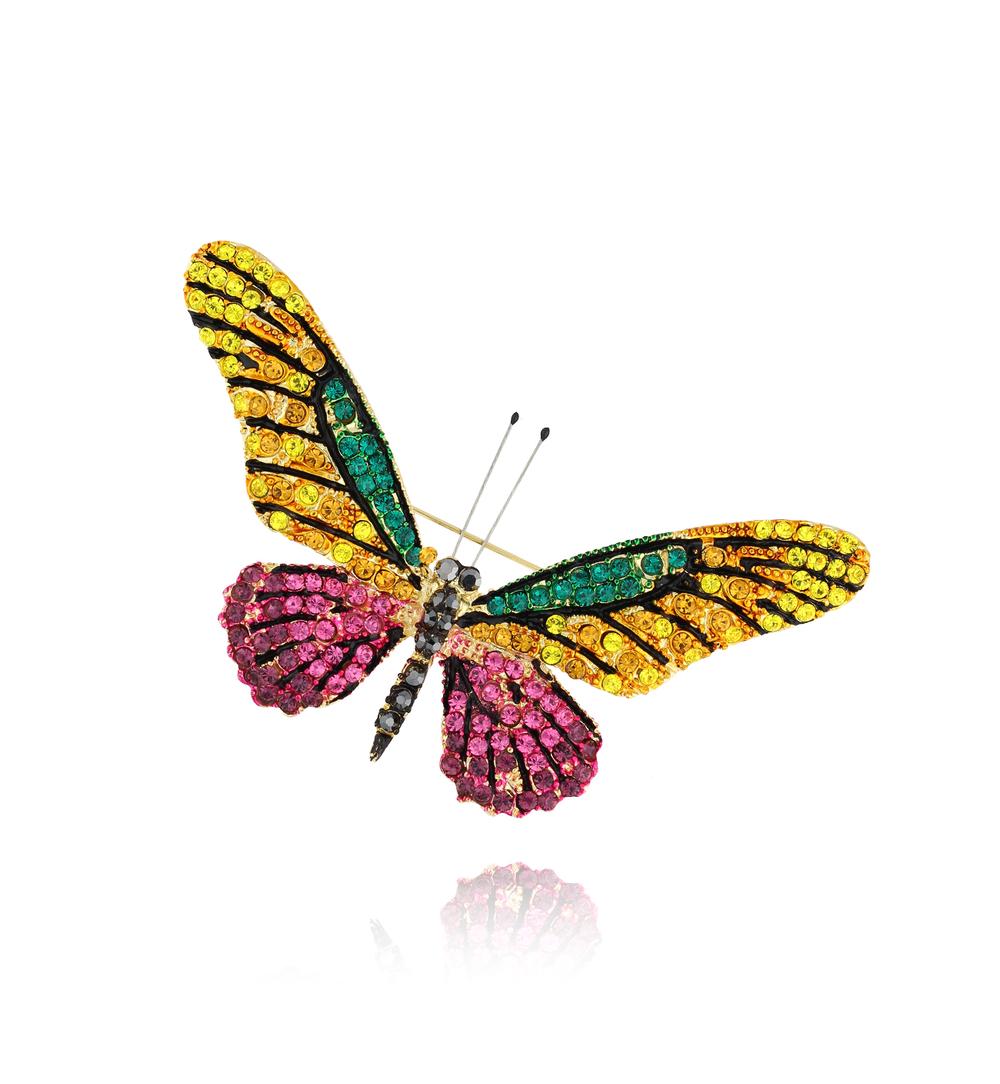 Broszka z kolorowym motylem Papillon II BRPI0013