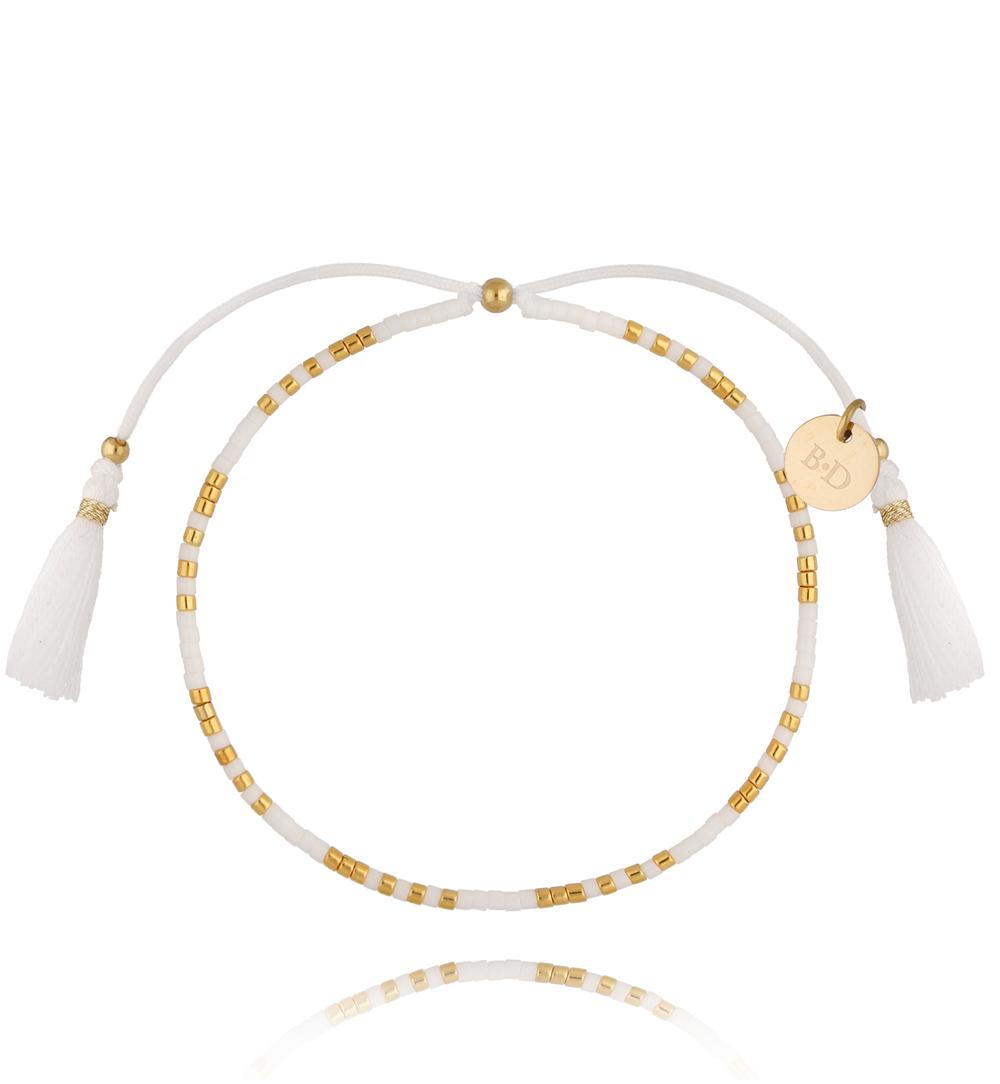 Bransoletka biała z chwostami Beads BSC1253