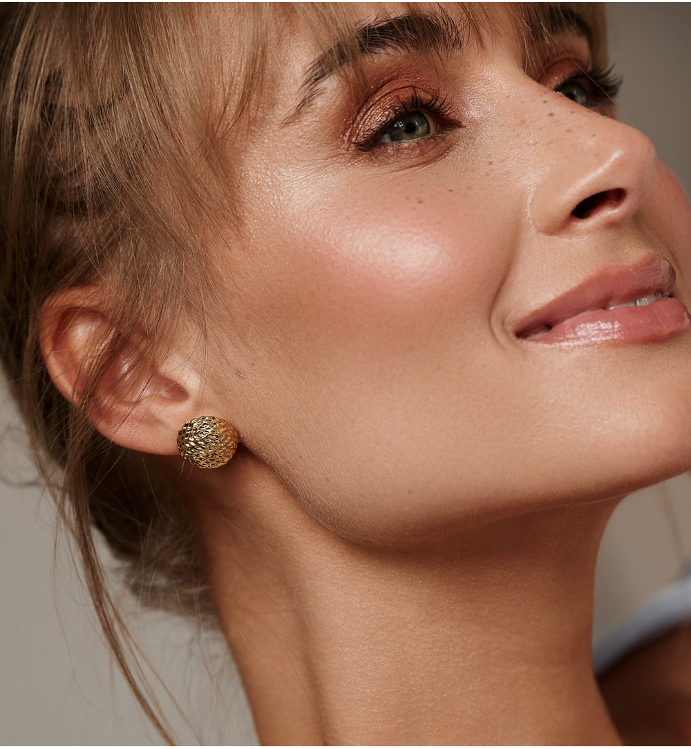 Kolczyki kule złote fakturowane KSY0377