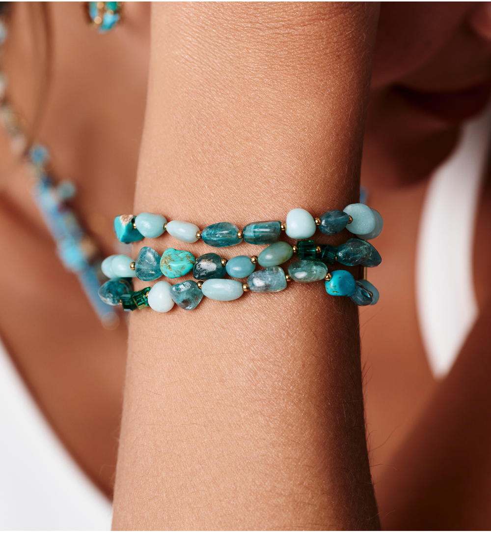 Bransoletka z amazonitu, apatytu i turkusu BSC2392